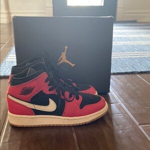 Nike Air Jordan Mid SE Black and Fire Red Sneakers